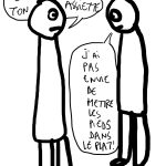 deux personnages dessinés se parlent, face à face